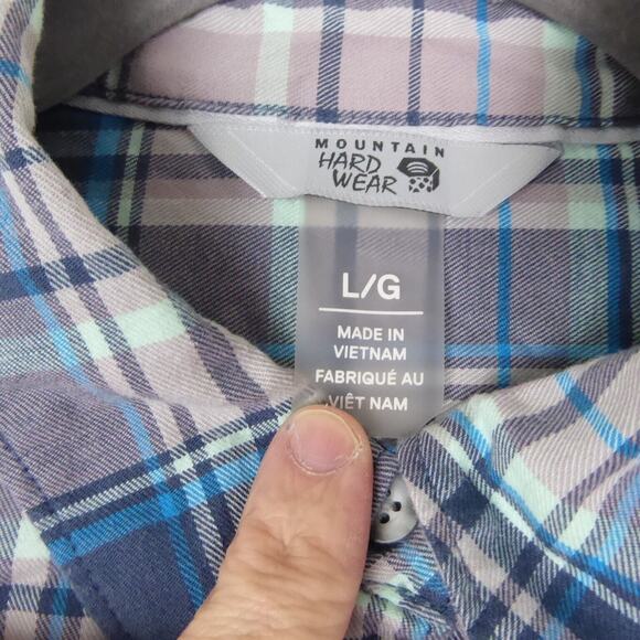 Mountain Hardwear Shirt Womens SZ L Flannel Button Up Long Sleeve Lightweight - Picture 5 of 12